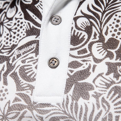 Herren Poloshirt Kurzarm Modern Floral Style