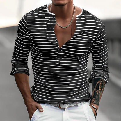 Herren Langarmshirt Streifenmuster Modern