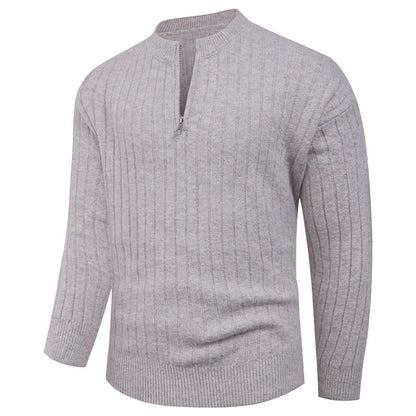 Herren Pullover Strick Modern mit Hochkragen und Reißverschluss