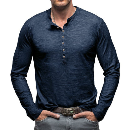 Herren Langarmshirt Mit Knöpfen Elegantes Design