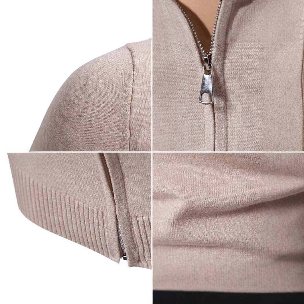Strickpullover Herren Modern mit Reißverschluss Hochkragen