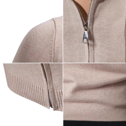 Strickpullover Herren Modern mit Reißverschluss Hochkragen