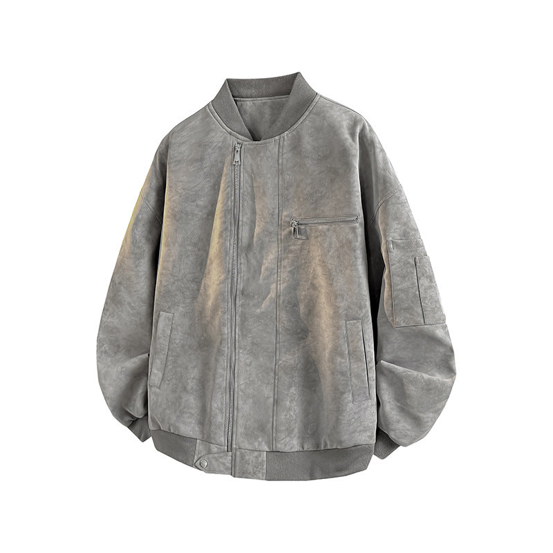 Herren Bomberjacke Oversized Lässig Strapazierfähig mit Taschen