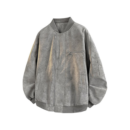 Herren Bomberjacke Oversized Lässig Strapazierfähig mit Taschen