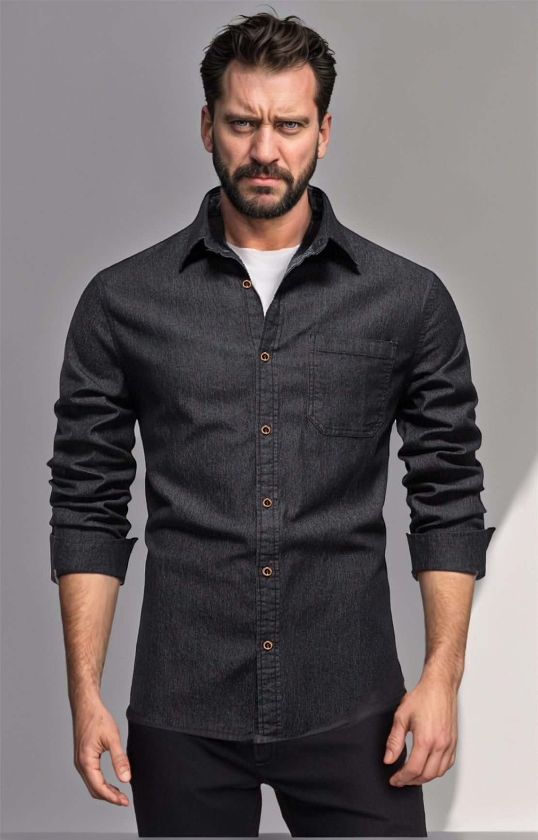 Männer Denim Hemd Modern Slim Fit