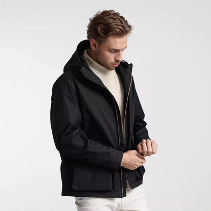 Herren Übergangsjacke Funktional mit Abnehmbarer Kapuze Modern