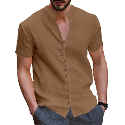 Herren Kurzarmhemd Modern Knopfdesign Slim Fit