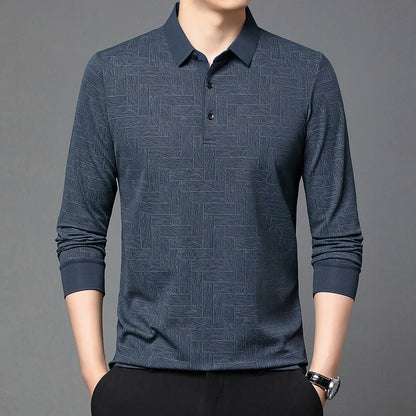 Herren Polohemd Modern mit Strukturdesign und Knöpfe Elegant