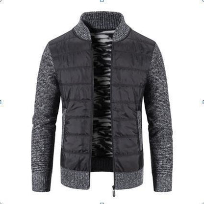 Herren Jacke Modern mit Strickärmeln Stehkragen