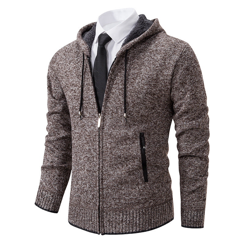Herren Strickjacke Kapuze Weich Innenfutter Winter
