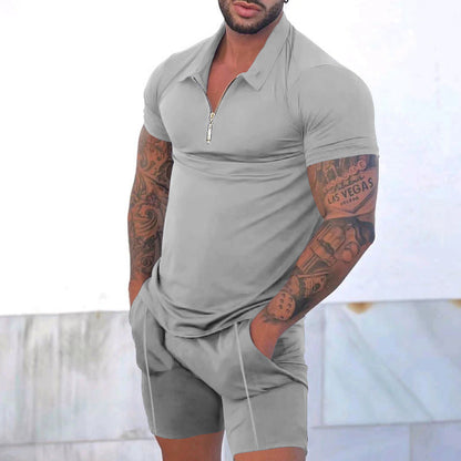 Herren Sportset Kurzarm mit Reißverschluss Sportlich