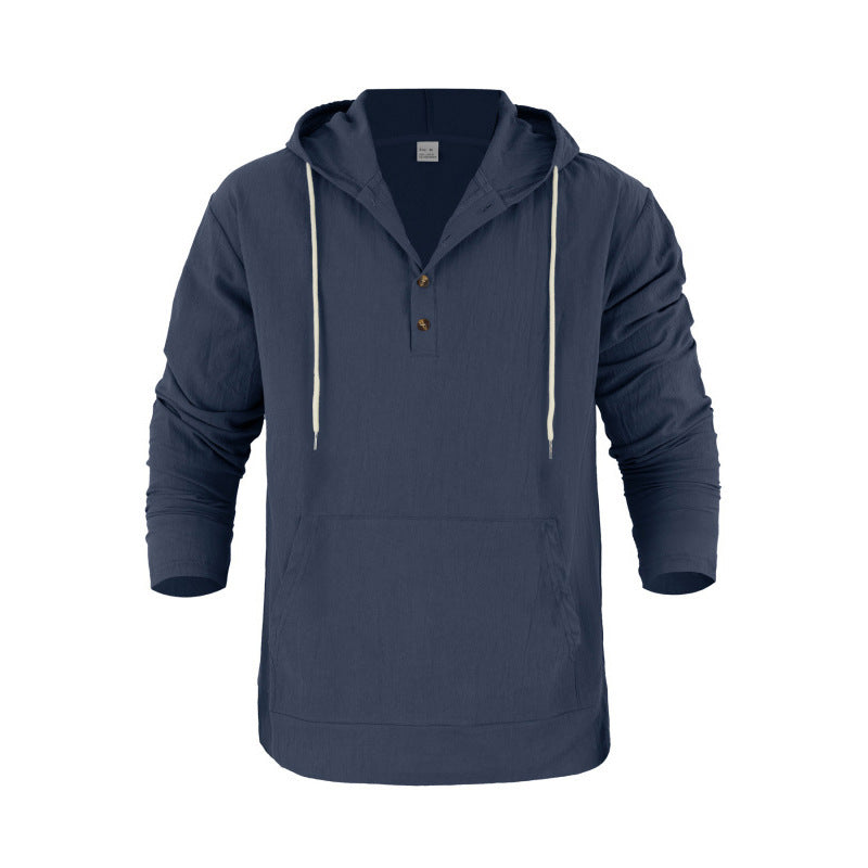 Herren Kapuzenpullover Lässig mit Tasche und Knöpfen