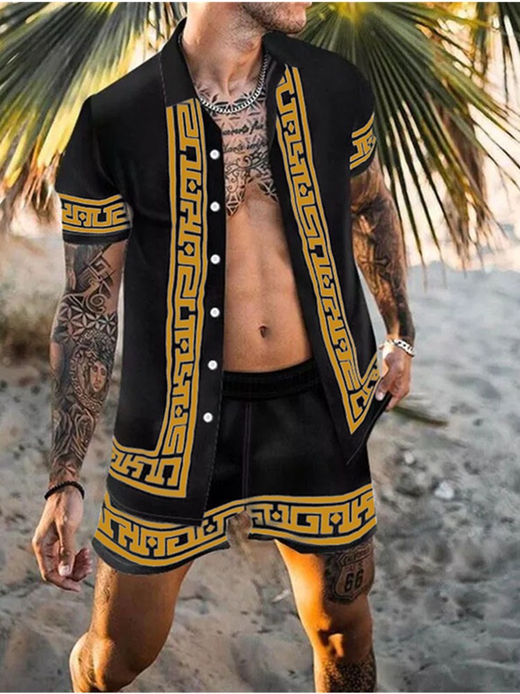 Herren Sommer Set Floral Gemustert Leicht Berlin Style