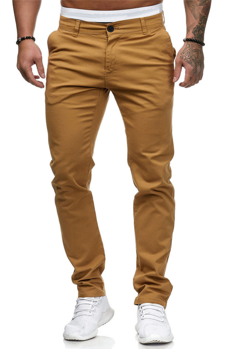 Herren Slim Fit Chino Hose Elastisch Mit Taschen Modern