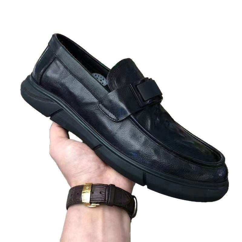 Damen Mokassins Elegante Schnallen Schuhe Schwarz Modisch