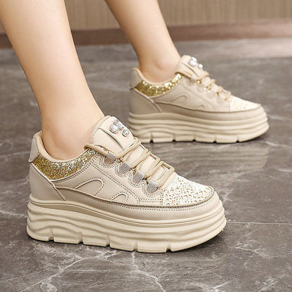 Damen Plateau Sneaker Glitzernd Ergonomisch Modisch