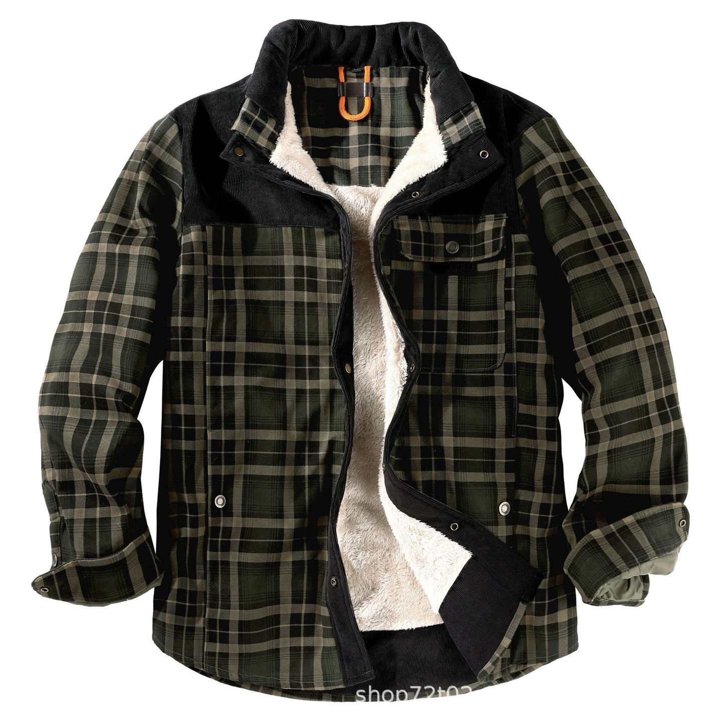 Herren Karo-Hemdjacke Gefüttert Lässig Mit Taschen