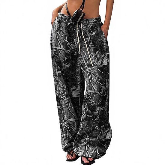 Damen Cargohose Hochtailliert Allover-Muster Trendy
