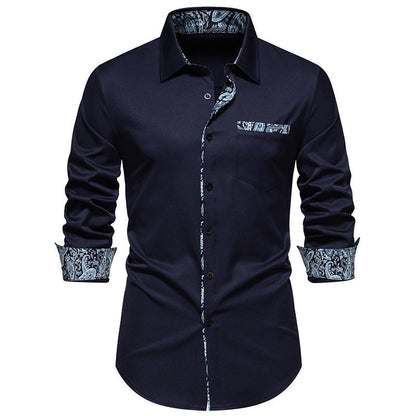 Herren Langarmhemd Paisley Muster Baumwoll Mix Modern
