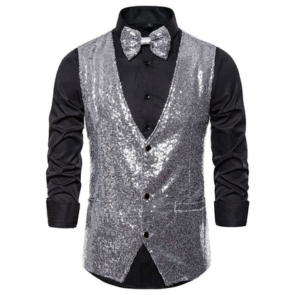 Herren Glitzerweste Festlich Mit Fliege Glamour