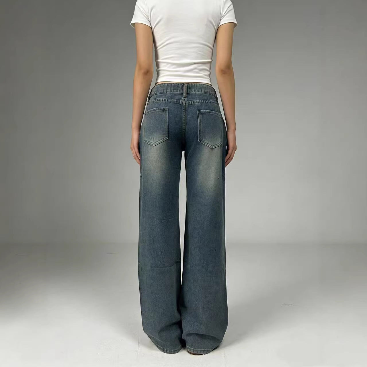 Damen Jeans Weit Bequem Entspannt