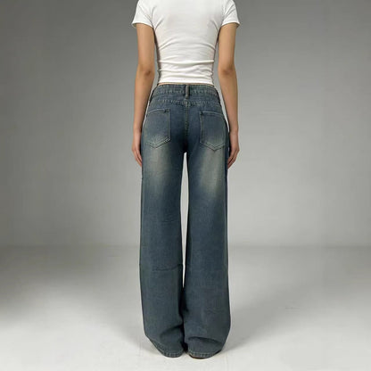 Damen Jeans Weit Bequem Entspannt