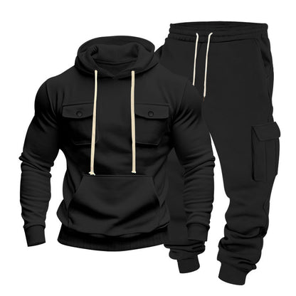 Herren Kapuzenpullover Set mit Cargo-Hose Streetwear Style