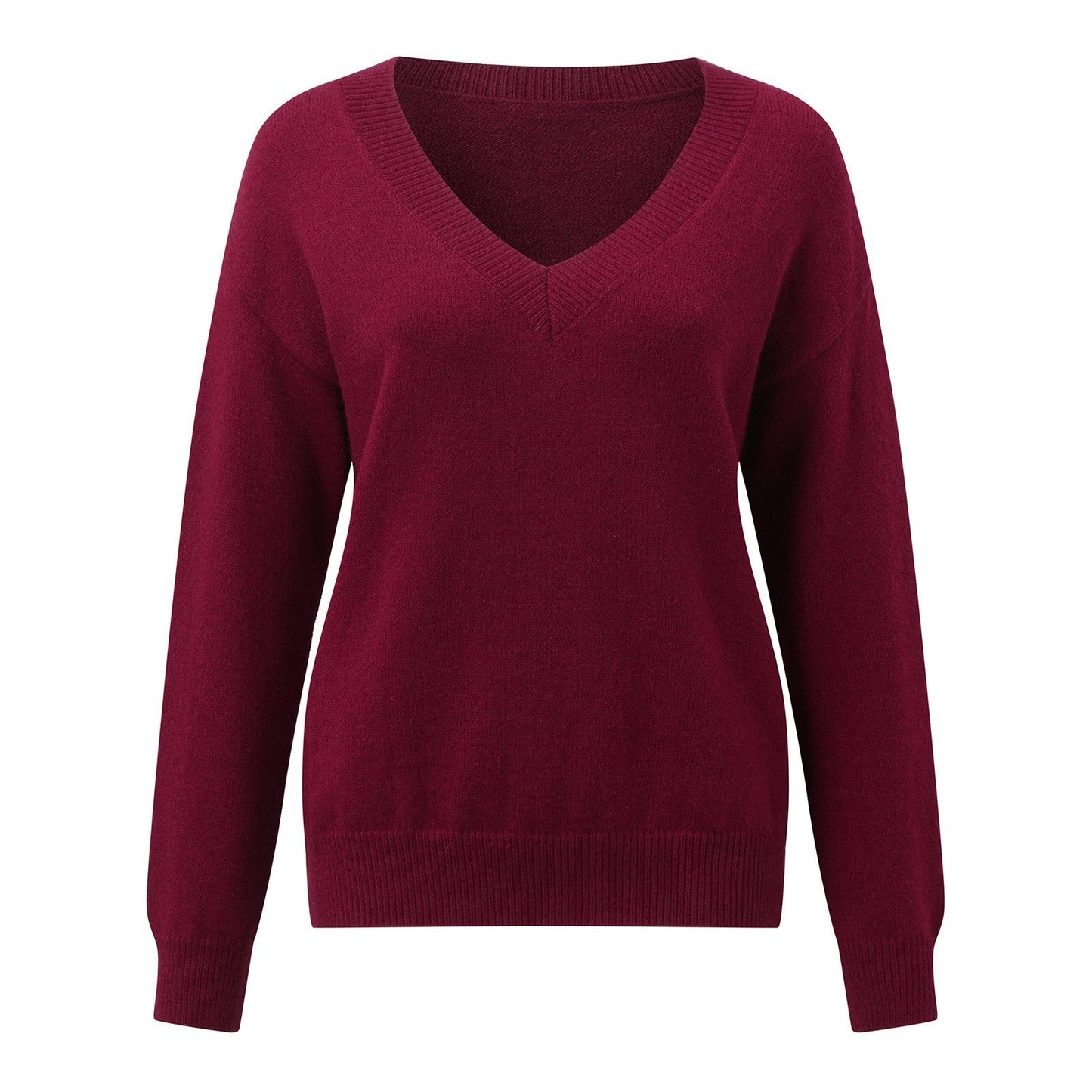 Damen Strickpullover V-Ausschnitt Weich Wollig Elegante Qualität