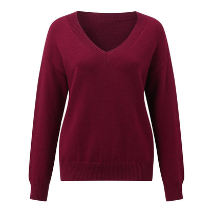 Damen Strickpullover V-Ausschnitt Weich Wollig Elegante Qualität