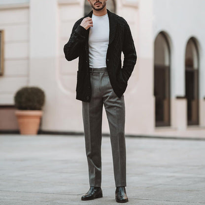 Herren Strickcardigan Gemütlich V-Ausschnitt Knöpfe
