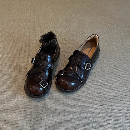 Damen Slipper Glänzend mit Schnallenverschluss Modern