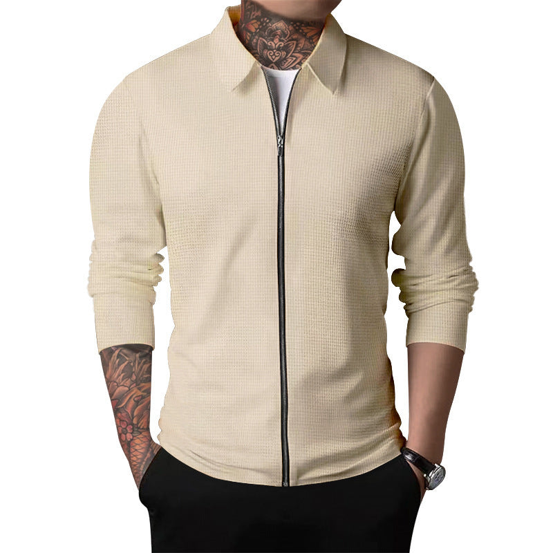 Herren Strickjacke Modern mit Reißverschluss Stehkragen