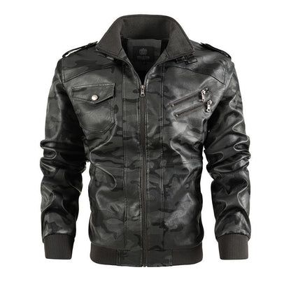 Lederjacke Herren Camouflage Urban Style Schwarz - BerlinGlamour
