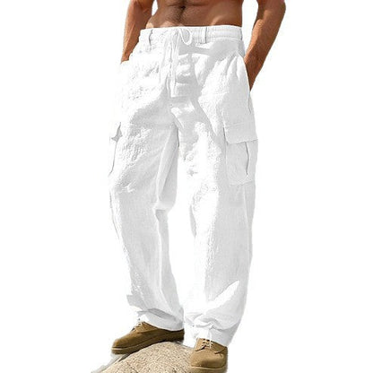 Herren Leinenhose Lässig Bequem Cargo Style