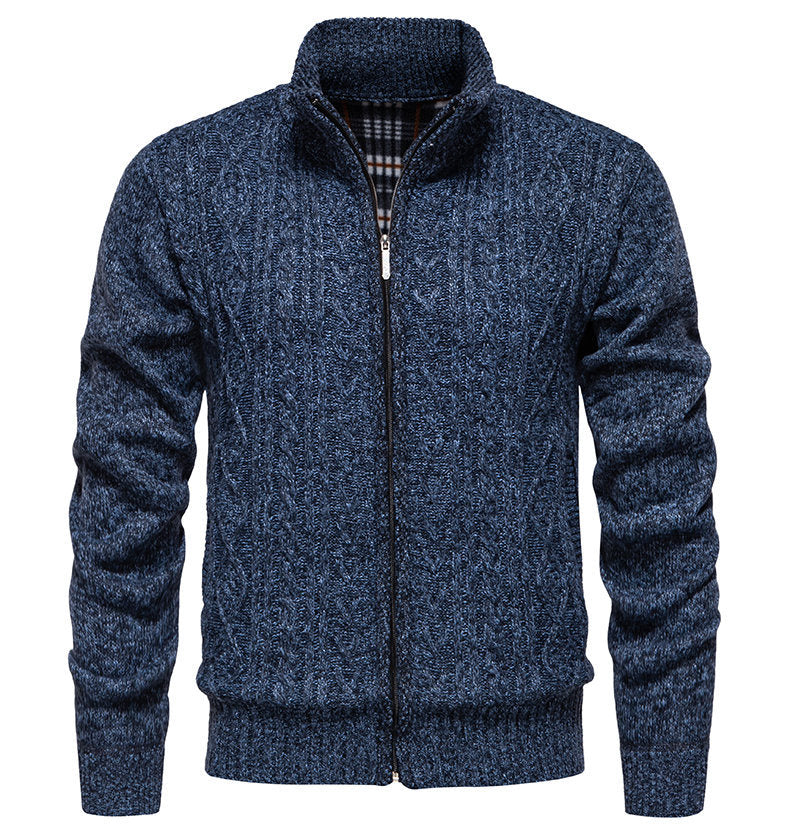 Herren Strickjacke Warm Highneck Reißverschluss