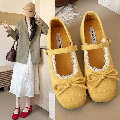 Damen Ballerinas mit Riemen und Spitze Elegant - BerlinGlamour