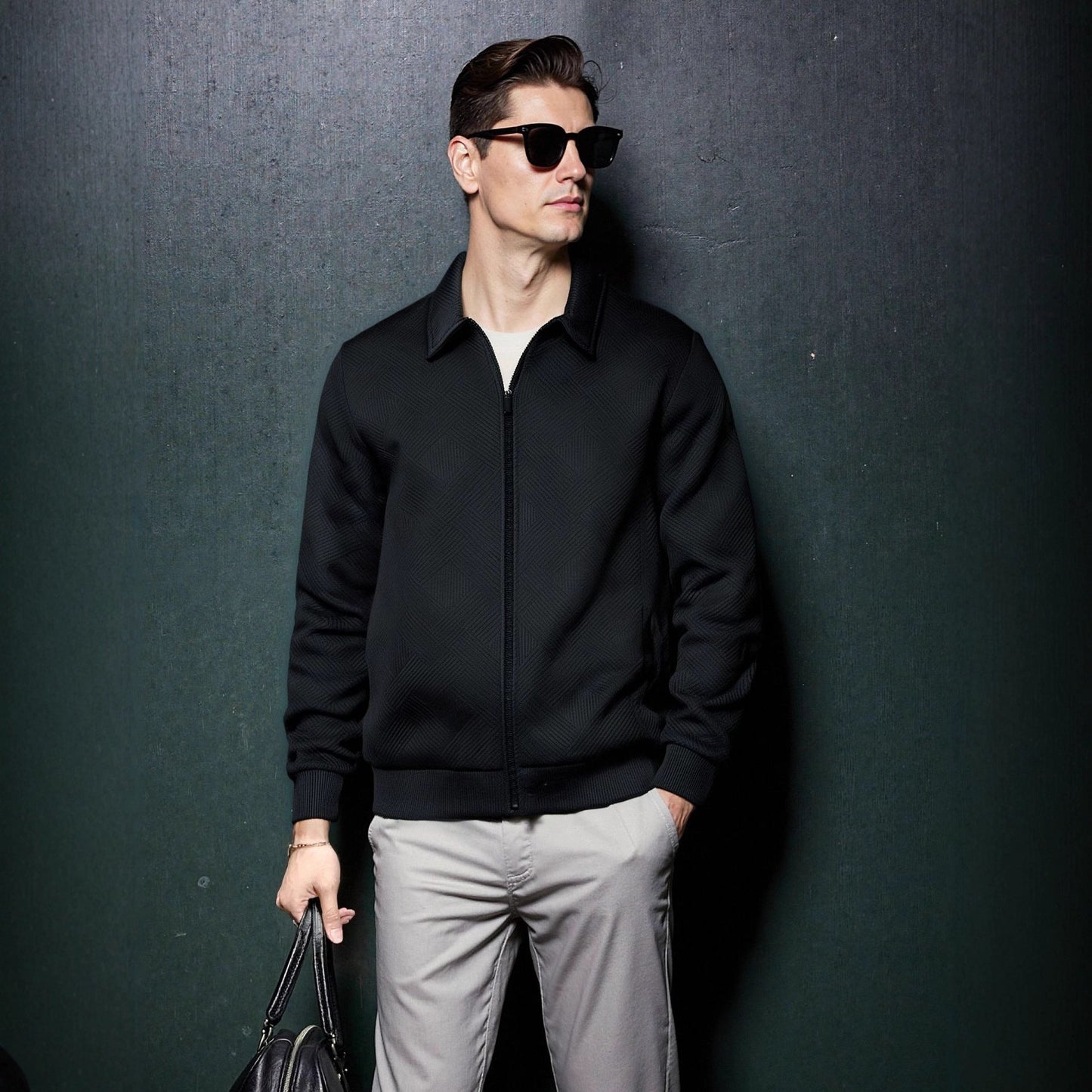 Herren Sportjacke Modern mit Strukturiertem Design