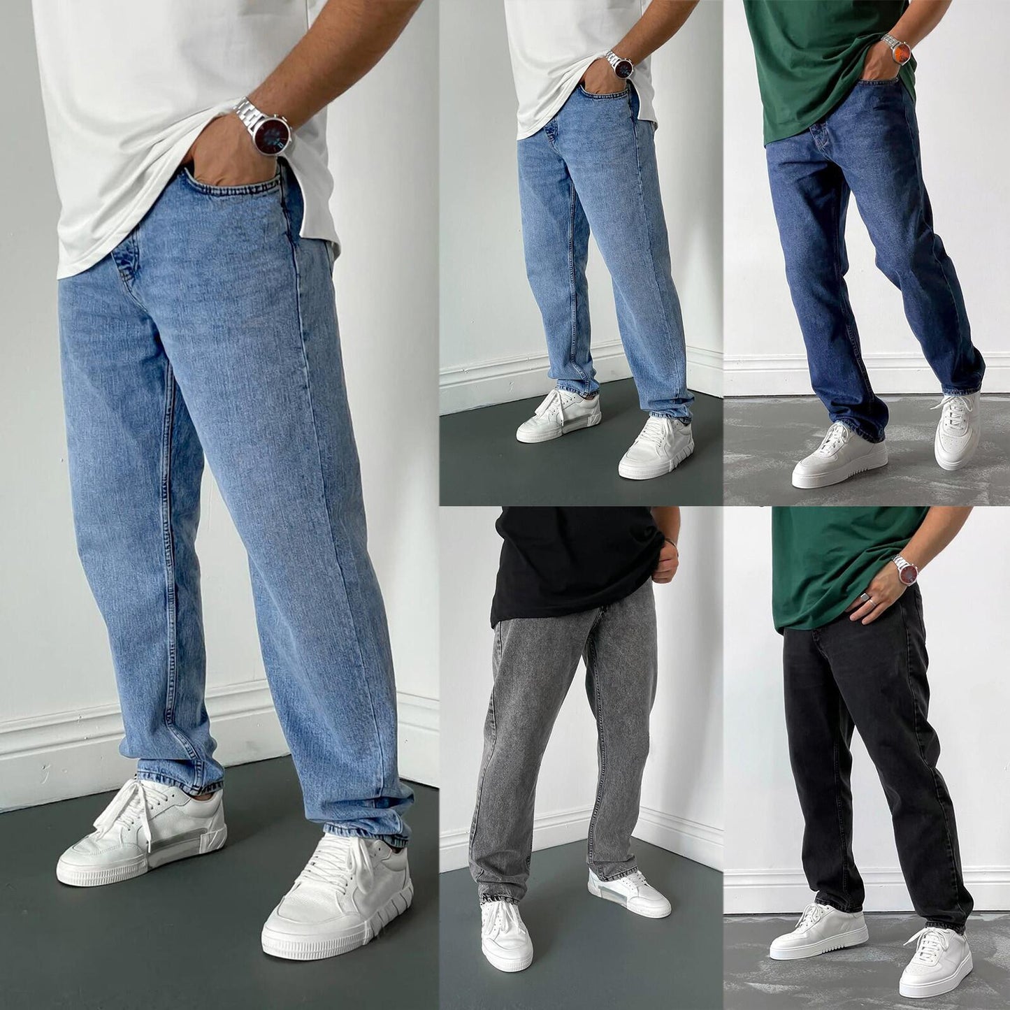 Herren Jeans Hose Modern Verwaschen Relaxed Fit