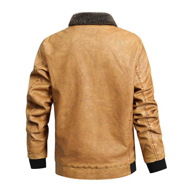 Herren Lederjacke Vintage Style Warm Fleece Innenausstattung