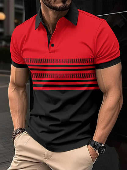 Herren Poloshirt Kurzarm Streifenmuster Modern Berlin