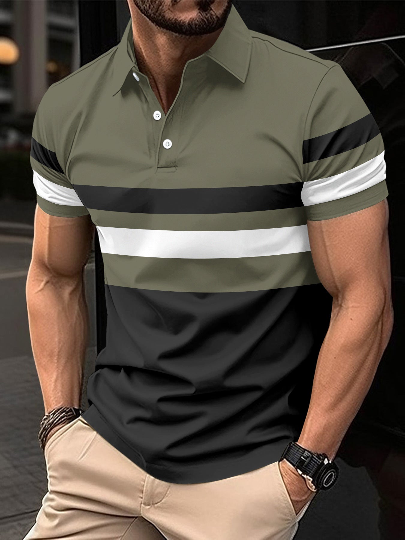 Herren Polo-Shirt Gestreift Modern Sportlich