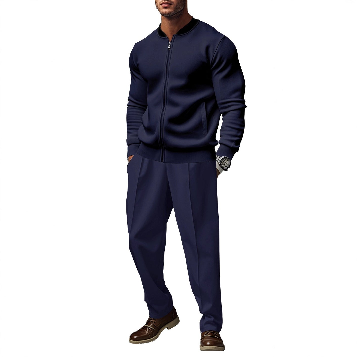 Herren Sportanzug Freizeitanzug mit Taschen Kurz Reißverschluss - BerlinGlamour