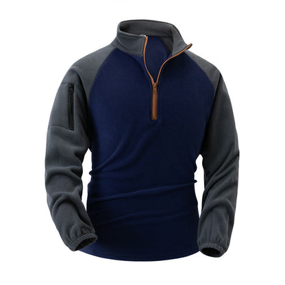 Herren Fleece-Pullover Warm Halb-Reißverschluss Funktions-Taschen