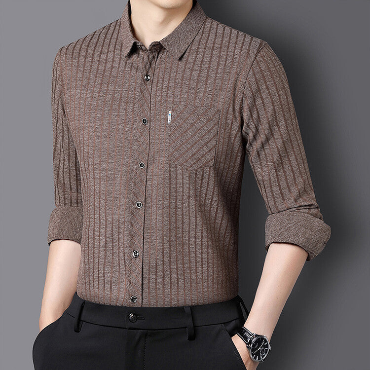 Herren Slim Fit Langarmhemd Modern Strukturiert