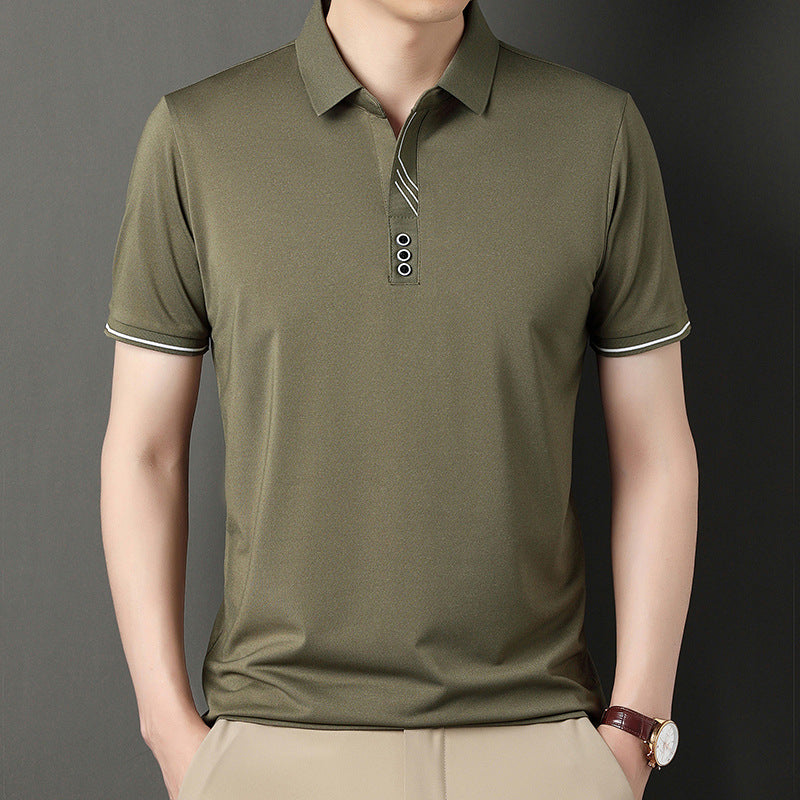 Herren Polohemd Modern Knopfleiste Kontrastdetails