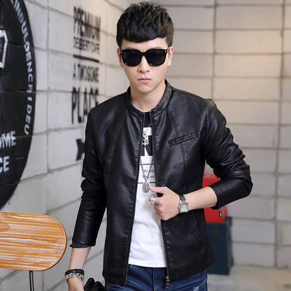 Herren Lederjacke Modern Steppdesign Schwarz