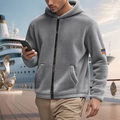 Herren Fleecejacke Reißverschluss Taschen Warm
