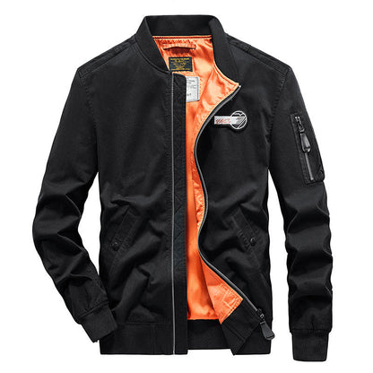 Herren Bomberjacke mit Taschen Schwarz Modern