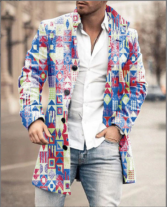 Herren Wollmantel Karo Modern Tailliert