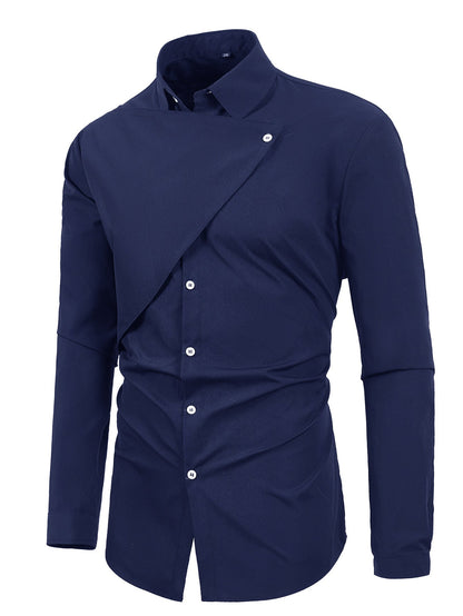 Herren Kurzarmhemd Elegantes Asymmetrisches Design Berlin
